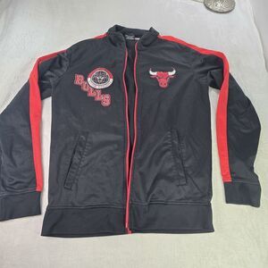 Chicago Bulls Track Jacket Mens Red Black UNK NBA Basketball MISSING ZIPPER